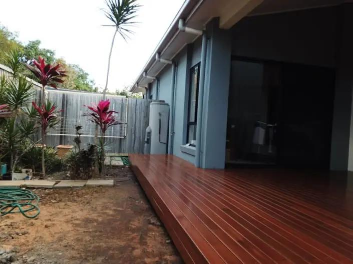 Hardwood timber deck extension with handrail in Bayside Brisbane