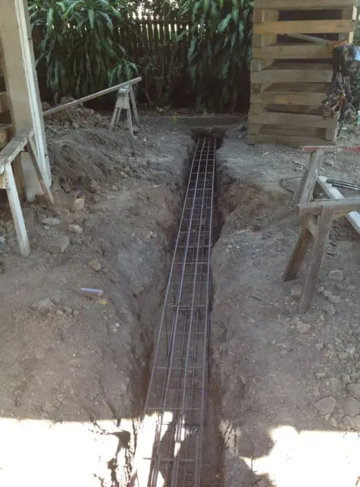 New concrete footings poured to replace failed supports