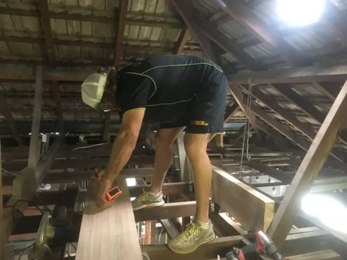 Internal roof and rafter repairs after water damage, Brisbane