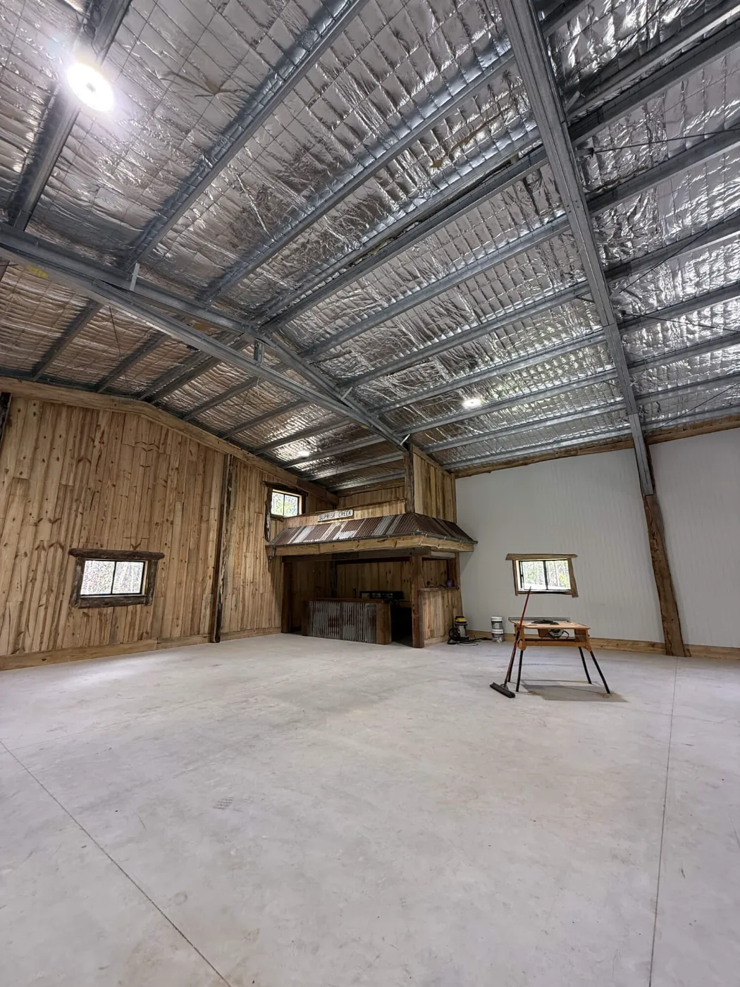 Shed interior part-way through a man cave conversion on the Bayside, Brisbane