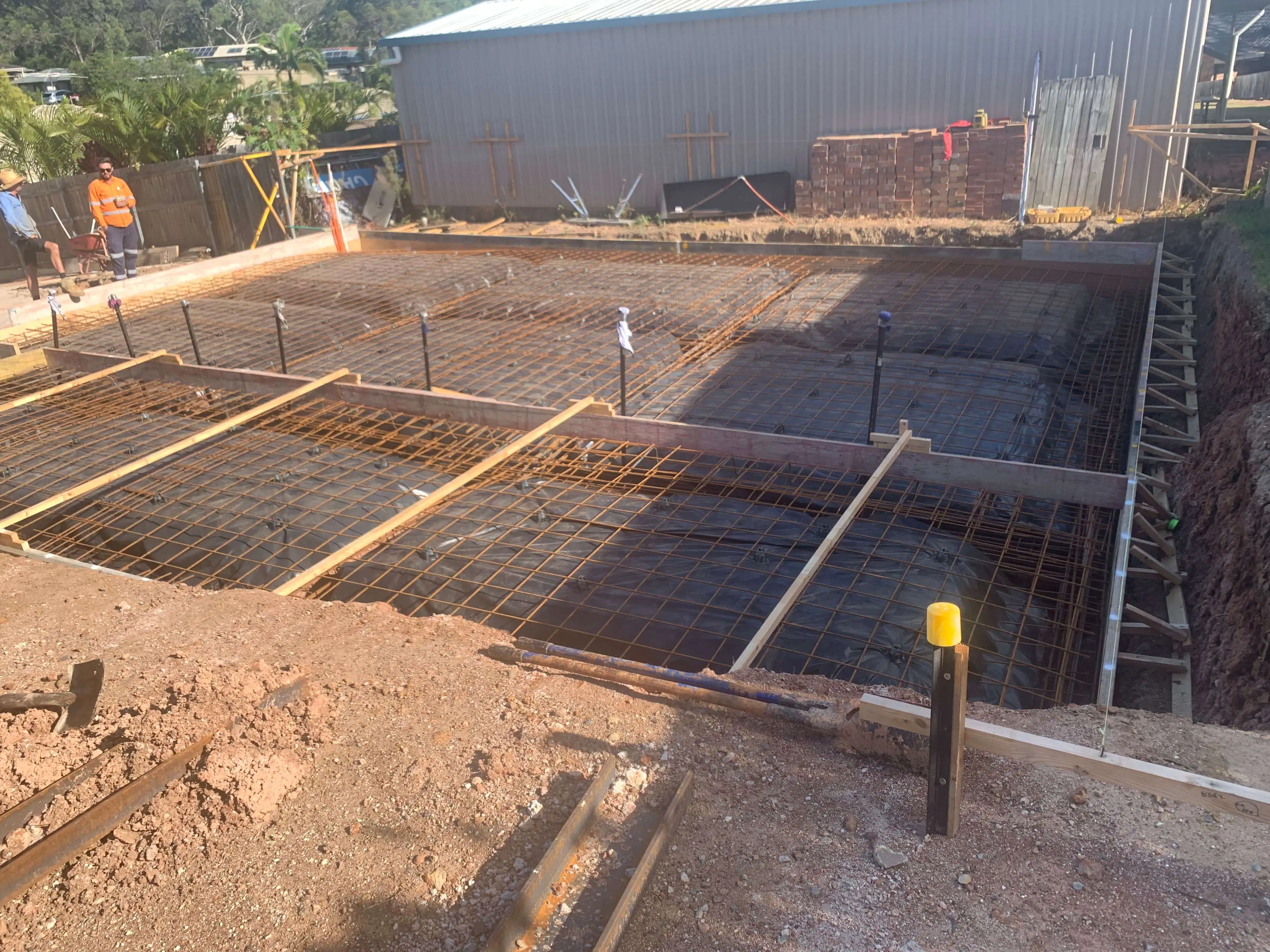 Reinforced slab formwork ready for the concrete pour
