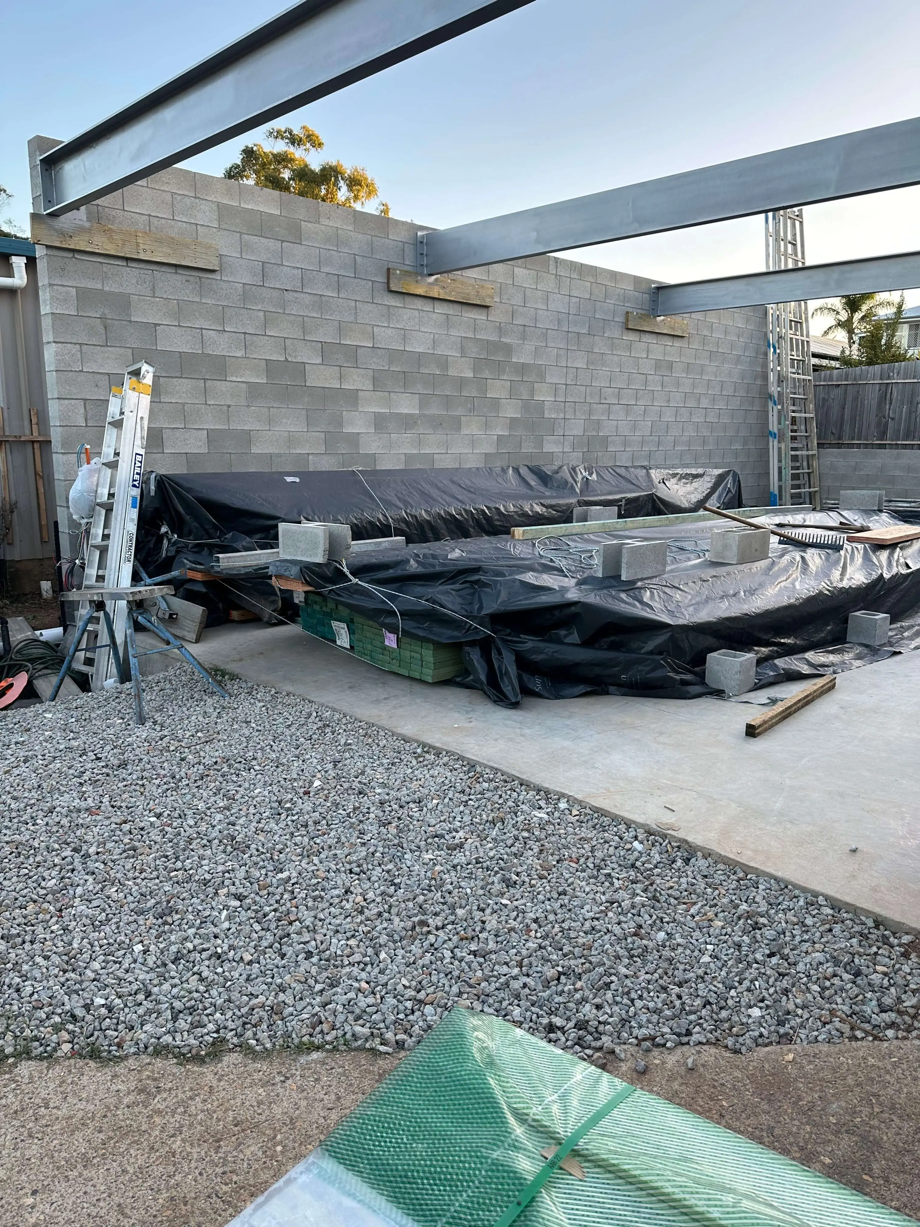Steel lintel beam installed over a widened masonry opening in Brisbane